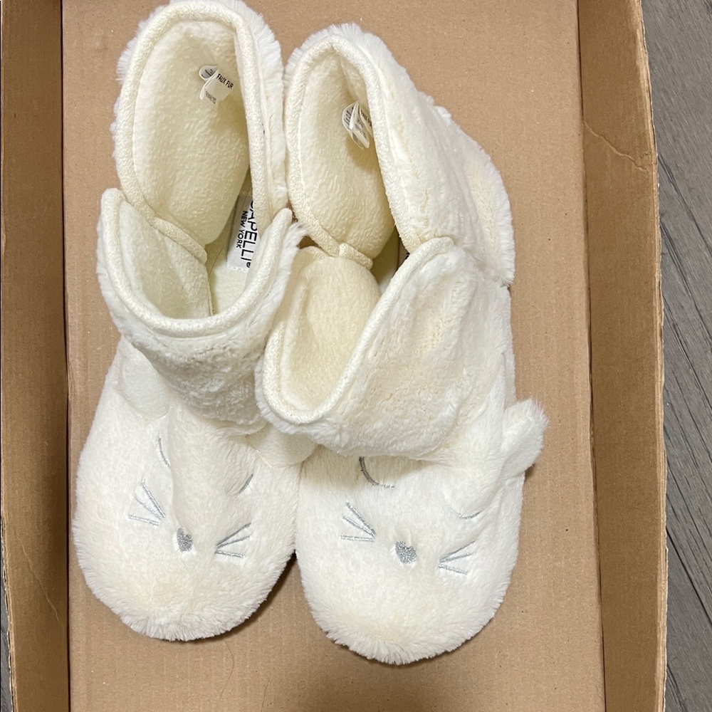 Capelli of New York White Plush Bunny Slippers